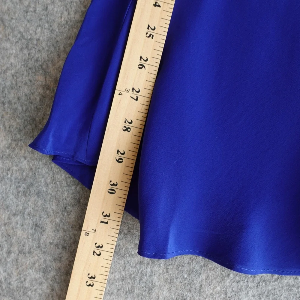 Vintage Y2K Mini‎ Slip Dress Womens M Blue Silk Beaded Babydoll Going Out Party